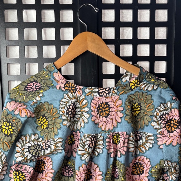 🌸 LOFT Floral V-Neck Blouse Women's Small Blue Pink Green Boho Wide Sleeve 🌸 - Picture 8 of 17